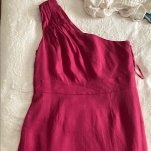 Fuschia silk one shoulder Banana Republic dress